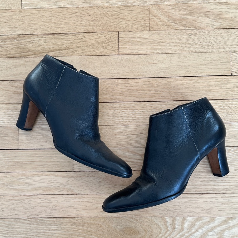 Classic Black Leather Women's Ankle Booties